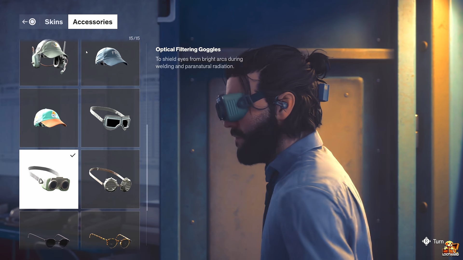 Optical Filtering Goggles in the Accessories wardrobe menu