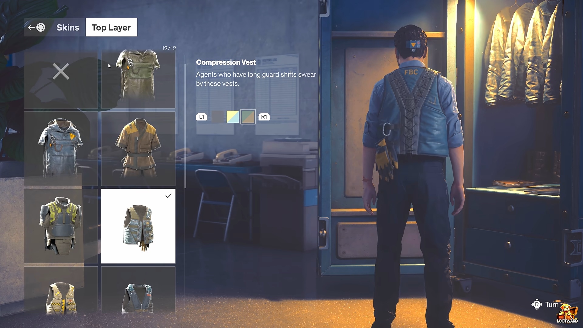 Compression Vest in Top Layer menu