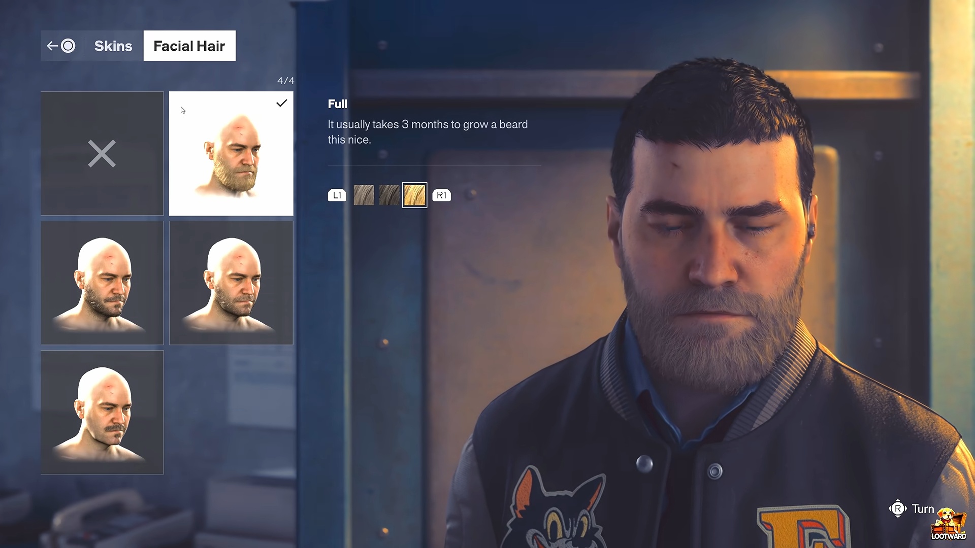 Full facial hair in the wardrobe