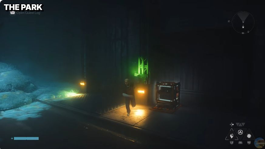Park rooftop with an orange power socket and a green receiver beside the intermediate relay equipment