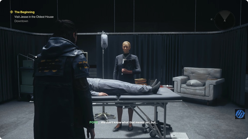 Emily Pope speaks beside Jesse’s medical bed while Dylan listens