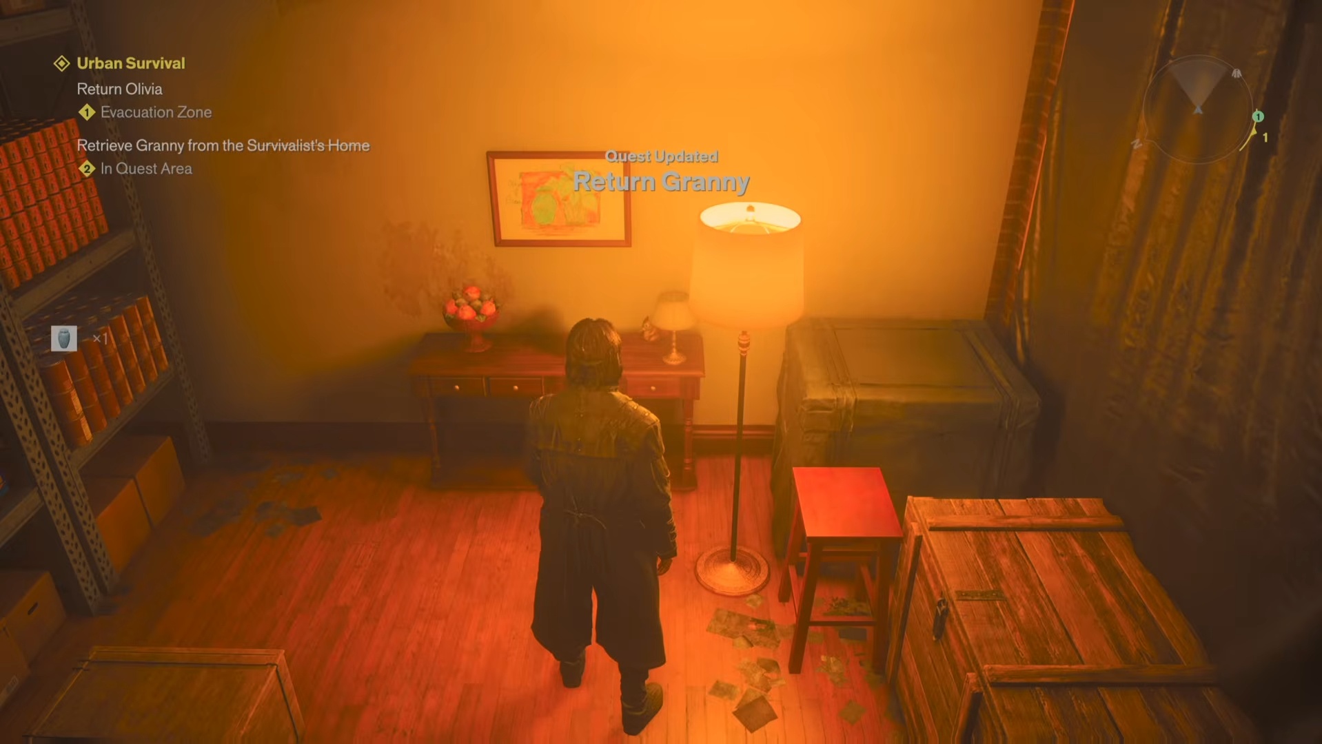 Urn pickup at the apartment table with Return Granny objective