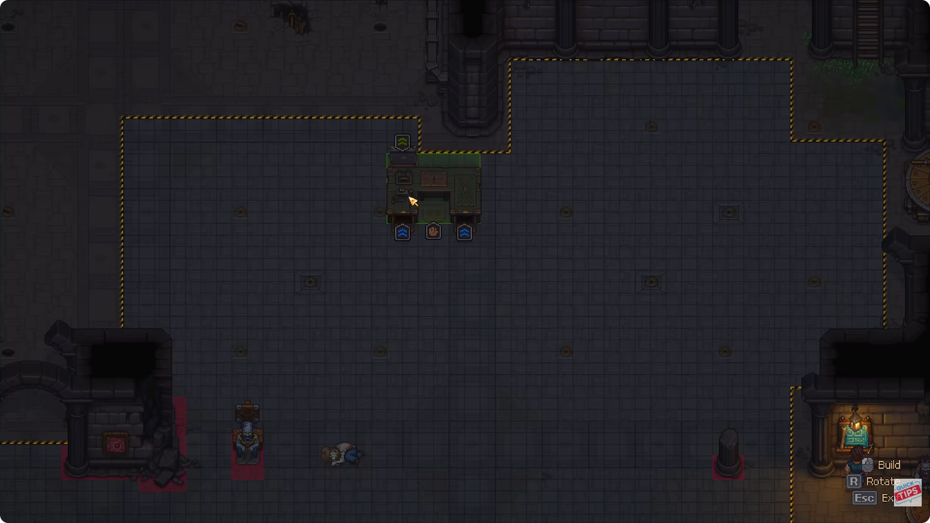 Assembly bench placement preview with separate input and output indicators