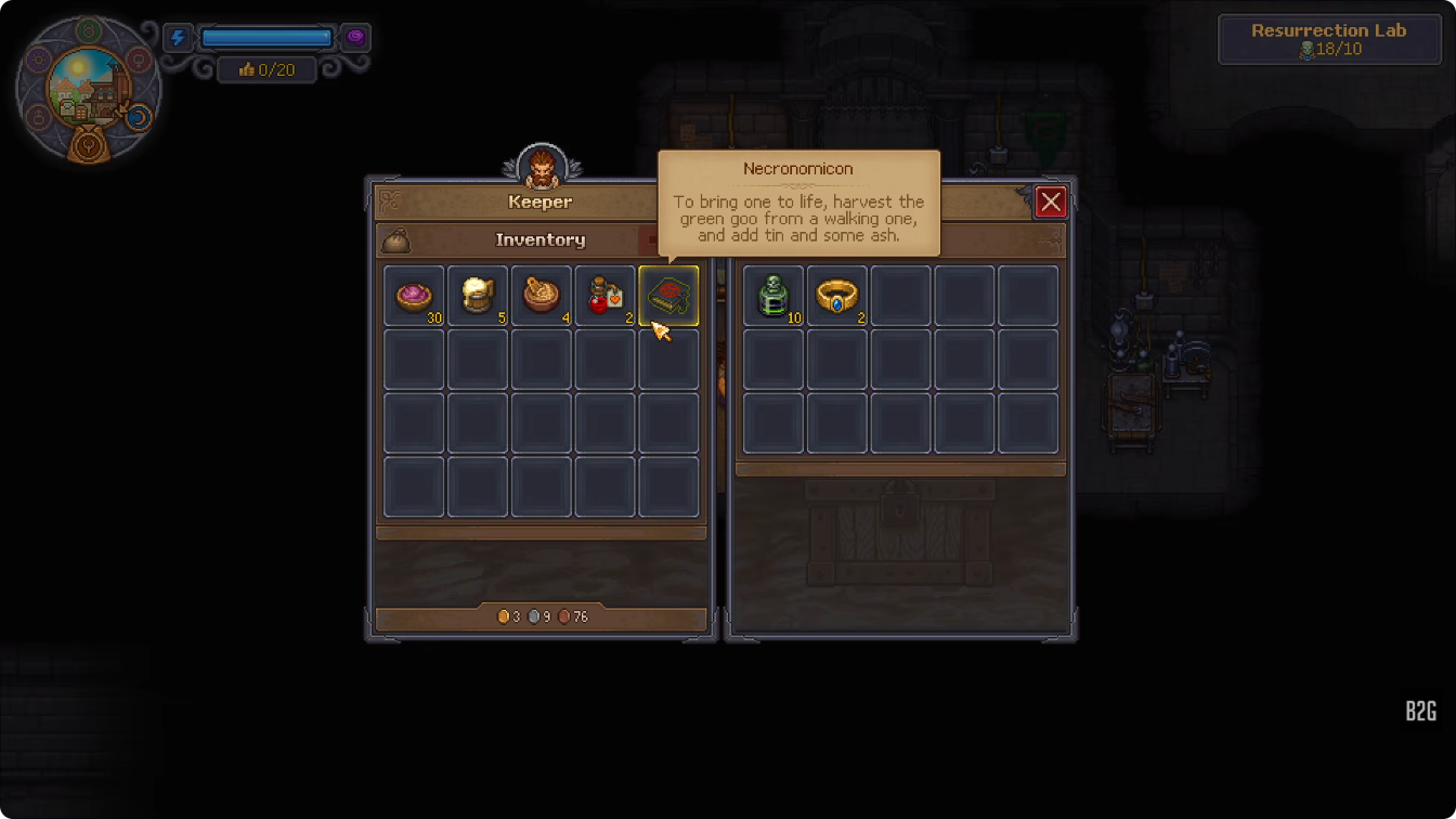Necronomicon tooltip naming zombie goo, tin and ash