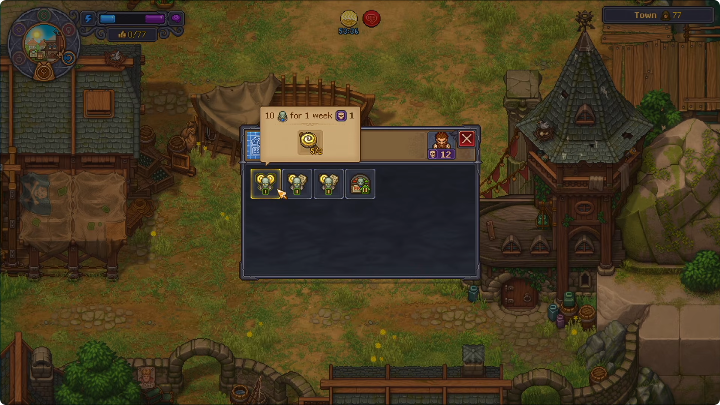 PR Machine tooltip showing the 10-zombie one-week program and two charged devices