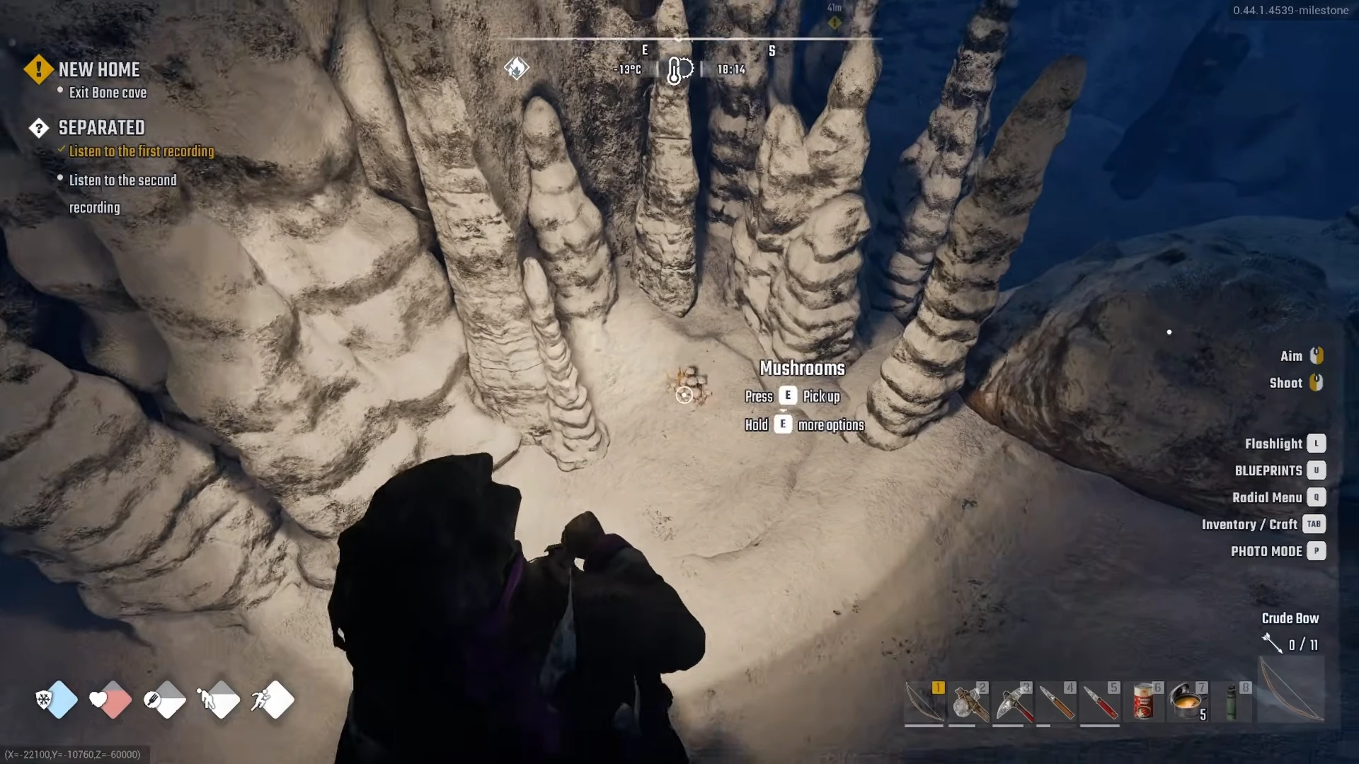 New Home HUD asks the player to exit Bone cave while exploring the cave passages.
