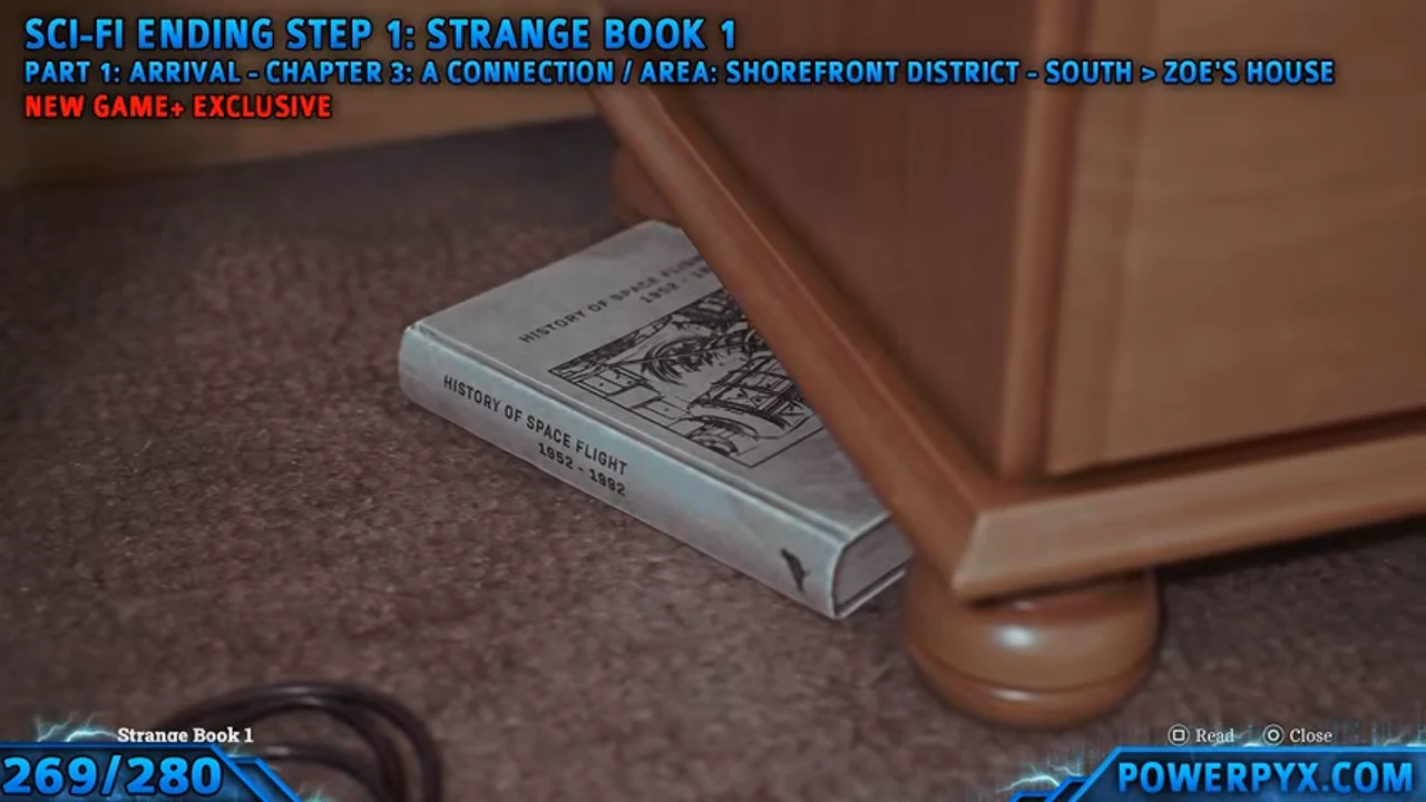 New Game Plus Strange Book beside Zoe’s bed