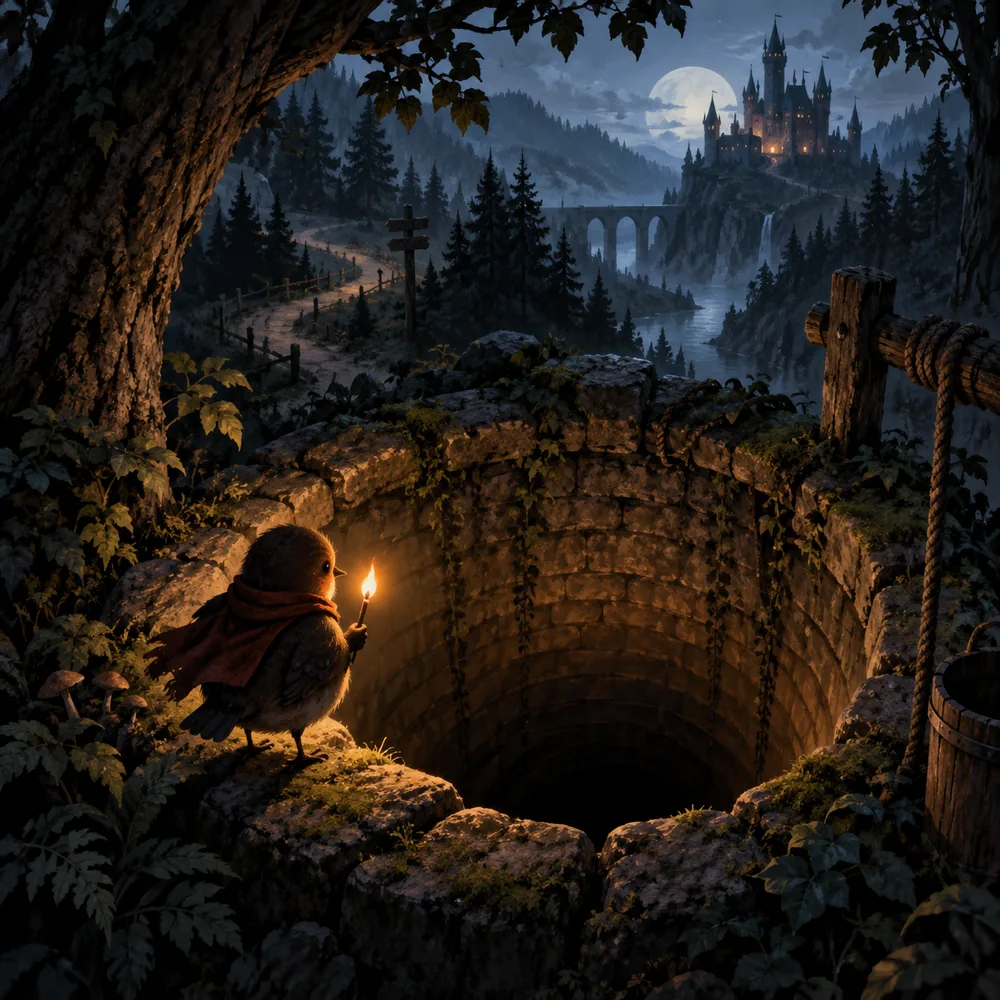 Original editorial illustration inspired by the themes of Well Dweller